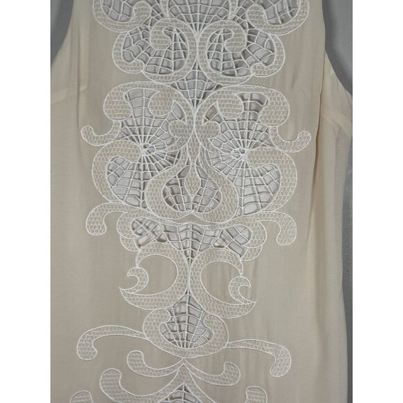 Ark & Co Floral Lace Cutout Dress M Cream Sheath Old Money Retro Classic Chic - Picture 8 of 15
